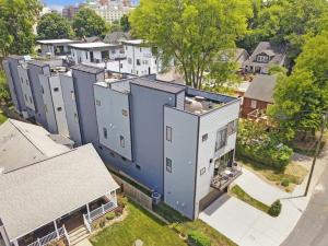 an overhead view of a building in a neighborhood at City Views - Walking Distance to Panthers Stadium in Charlotte