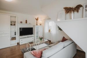 TV a/nebo společenská místnost v ubytování Ferienwohnung Weidenblick