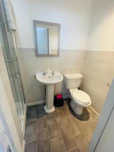 a bathroom with a toilet and a sink at Sea Princess Hotel Blackpool in Blackpool