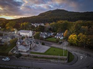 an aerial view of a town with a hill at Glenshee Guest House in Golspie