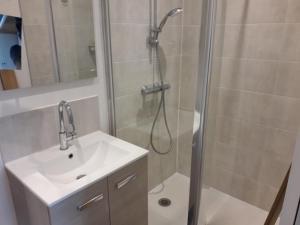 bagno con doccia e lavandino di 2 pièces avec accès piscine intérieure a Larmor-Plage
