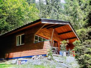 eine Blockhütte mitten im Wald in der Unterkunft Ortho Hideaway with Garden in Bertogne