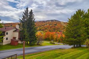 a house on the side of a road with autumn trees at Mountain Village 5H Unit B in Dover