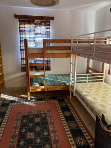 a room with two bunk beds and a rug at Gradina Bio AMURTEL 