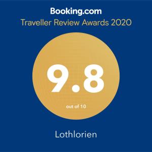Certifikát, hodnocení, plakát nebo jiný dokument vystavený v ubytování Lothlorien