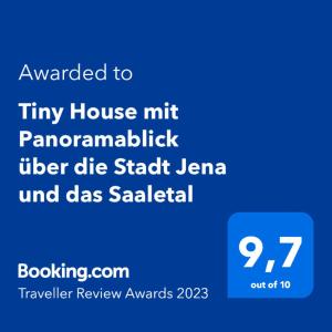 a screenshot of the tiny house mic panamidated utter die staff jennana at Tiny House mit Panoramablick, Pool & Kamin! in Jena