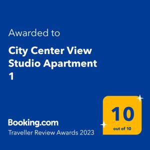 Certifikát, hodnocení, plakát nebo jiný dokument vystavený v ubytování City Center View Studio Apartment 1