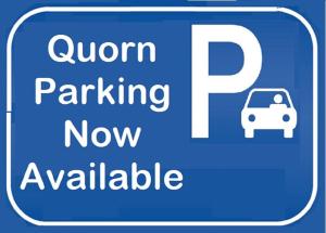 a blue sign that says autumn parking now available at THE QUORN HOTEL in Blackpool