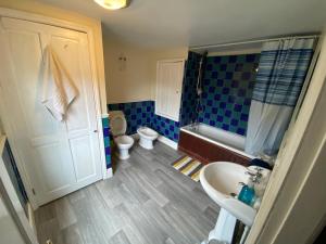 a bathroom with a sink and a toilet at Southgate Lodge - Single/Twin, Double and Family rooms in King's Lynn