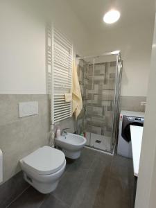 ein Bad mit einem WC, einem Waschbecken und einer Dusche in der Unterkunft 'Na Chicca A Verona in Verona