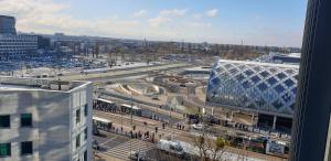 a view of a city from a building at Towarowa Milionowa 39 Check-in 24 H in Poznań