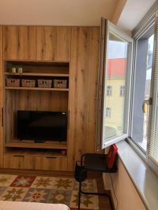 TV a/nebo společenská místnost v ubytování Nové bývanie v centre Košíc.