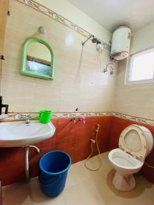 a bathroom with a toilet and a sink at Hotel Nakshatra in Ooty