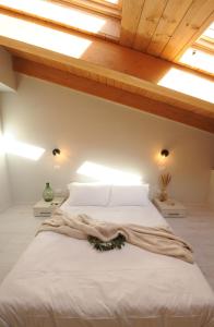 una camera da letto con un grande letto bianco e lucernari di Bene39 a Torino