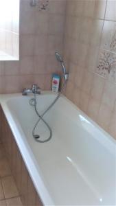 Maison de Romagers في أومونت أوبراك: حوض استحمام مع صنبور في الحمام