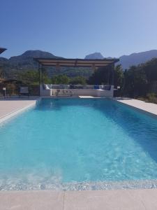 einen großen Pool mit Pavillon in der Unterkunft Es Campet in Sóller