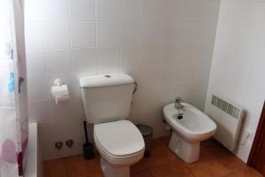 a small bathroom with a toilet and a sink at ‘El racó del bandoler’ in Viladrau