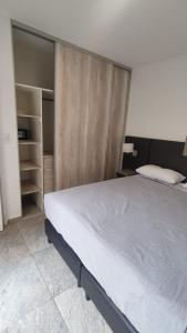 1 dormitorio con 1 cama grande y armario en Orfila Apart 1 en Mendoza
