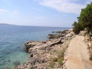 a dirt road next to the ocean on a cliff at Studio Orange in Zavala