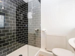 Un baño con ducha, inodoro y lavabo. en Delphine Lodge, Meadow View Lodges, en Burnham-on-Sea