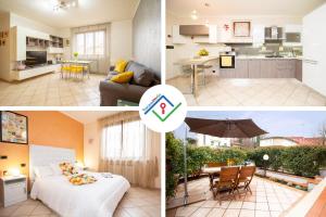 a collage of photos of a living room and a kitchen at La Casina Del 5 by TuscanyWeGo in Villa Bertolli