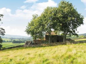 an old stone house on a hill with a tree at Wickwoods in Wath