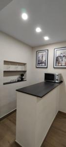 a kitchen with a counter with a microwave on it at Montequinto apartamento 50m en Semisótano in Dos Hermanas