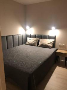 uma cama com duas almofadas num quarto em Like at home Daumani em Narva