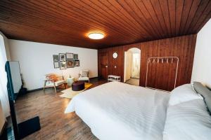 Postel nebo postele na pokoji v ubytování theNest Glarus Studio-Apartment