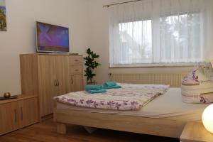 Letto o letti in una camera di Pension Am Weinberg Sächsische Schweiz