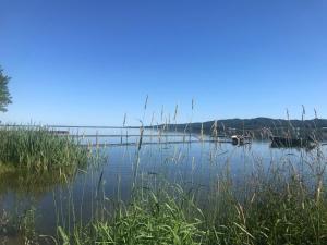a body of water with a boat in it at Willa Paulina in Nadole