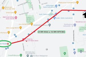 a map of a subwayroute with a red line at Bilocale con terrazza privata - Metro M1 to City Center in Sesto San Giovanni