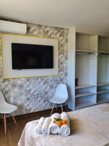 TV a/nebo společenská místnost v ubytování Villa Terragona