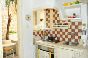 a small kitchen with a sink and a stove at Villa Ana in Rab