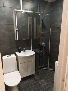 Kylpyhuone majoituspaikassa Rauhallinen kaksio keskustassa