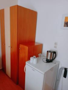 Kuchyň nebo kuchyňský kout v ubytování Efstratios Hotel