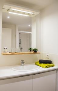 a bathroom with a sink and a mirror at Twenty Business Flats Le Mans Ouest in Le Mans