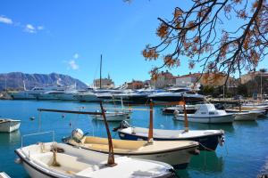 a bunch of boats are docked in a harbor at Montenegro Backpackers Home Budva in Budva