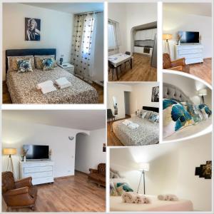 un collage de cuatro fotos de un dormitorio en Viale degli Studenti Apartment, en Lecce
