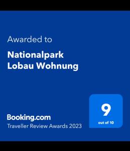 Πιστοποιητικό, βραβείο, πινακίδα ή έγγραφο που προβάλλεται στο Nationalpark Lobau Wohnung