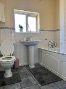 a bathroom with a toilet and a sink and a tub at Maidstone-Penenden House in Maidstone
