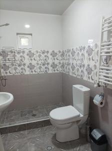 a bathroom with a toilet and a sink at Orenda in Tʼelavi