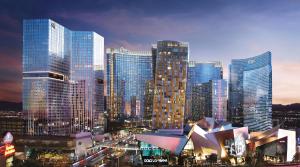Nespecifikovaný výhled na destinaci Las Vegas nebo výhled na město při pohledu z hotelu