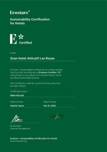 una lista de autorización ecológica para camiones en Gran Hotel Attica21 Las Rozas en Las Rozas de Madrid