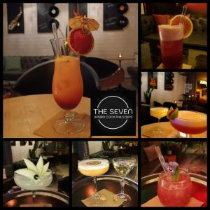un collage de différentes photos de différents cocktails dans l'établissement Bed aan zee Kabine7, à Coxyde
