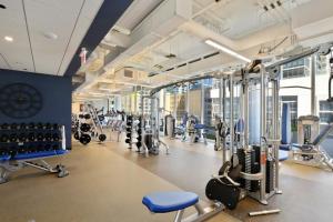 un gimnasio con una gran sala con máquinas de correr en South Loop studio w pool gym nr Grant Park CHI-856, en Chicago