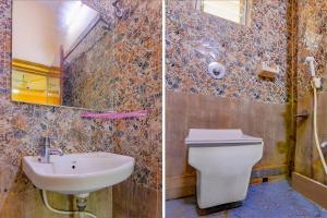 two pictures of a bathroom with a toilet and a sink at FabHotel AG Star in kolkata