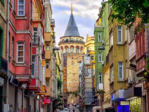 Nespecifikovaný výhled na destinaci Istanbul nebo výhled na město při pohledu z hotelu