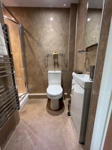 a bathroom with a toilet and a sink at Brundholme in Keswick