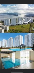 a collage of two pictures of a large city at Elize Wind Residences in Tagaytay